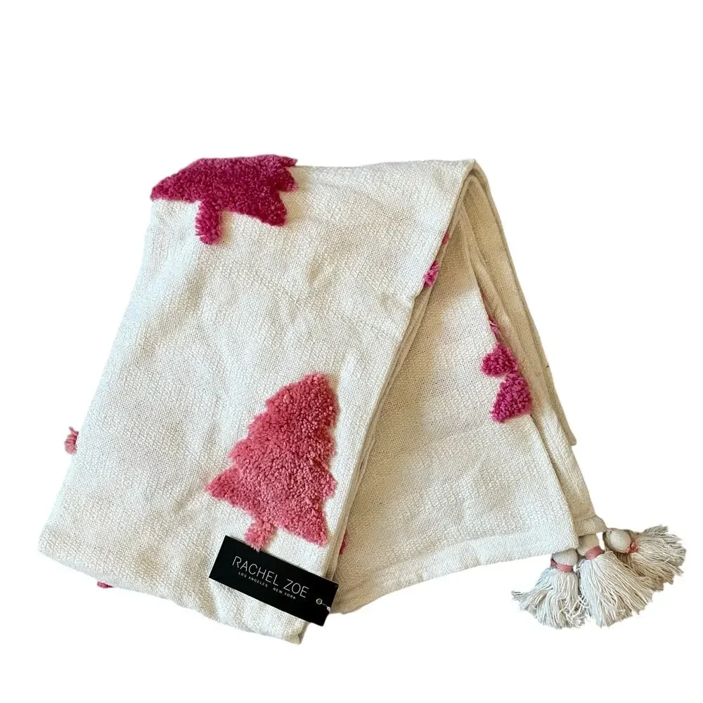 Rachel Zoe Pink Christmas Tree Throw Blanket 50x60 Holiday NEW